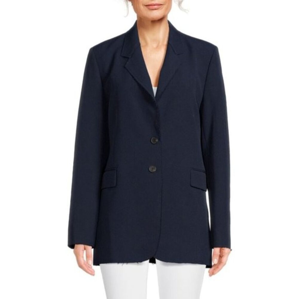 NEW FRAME Oversized Raw Edge Blazer in navy SIZE L